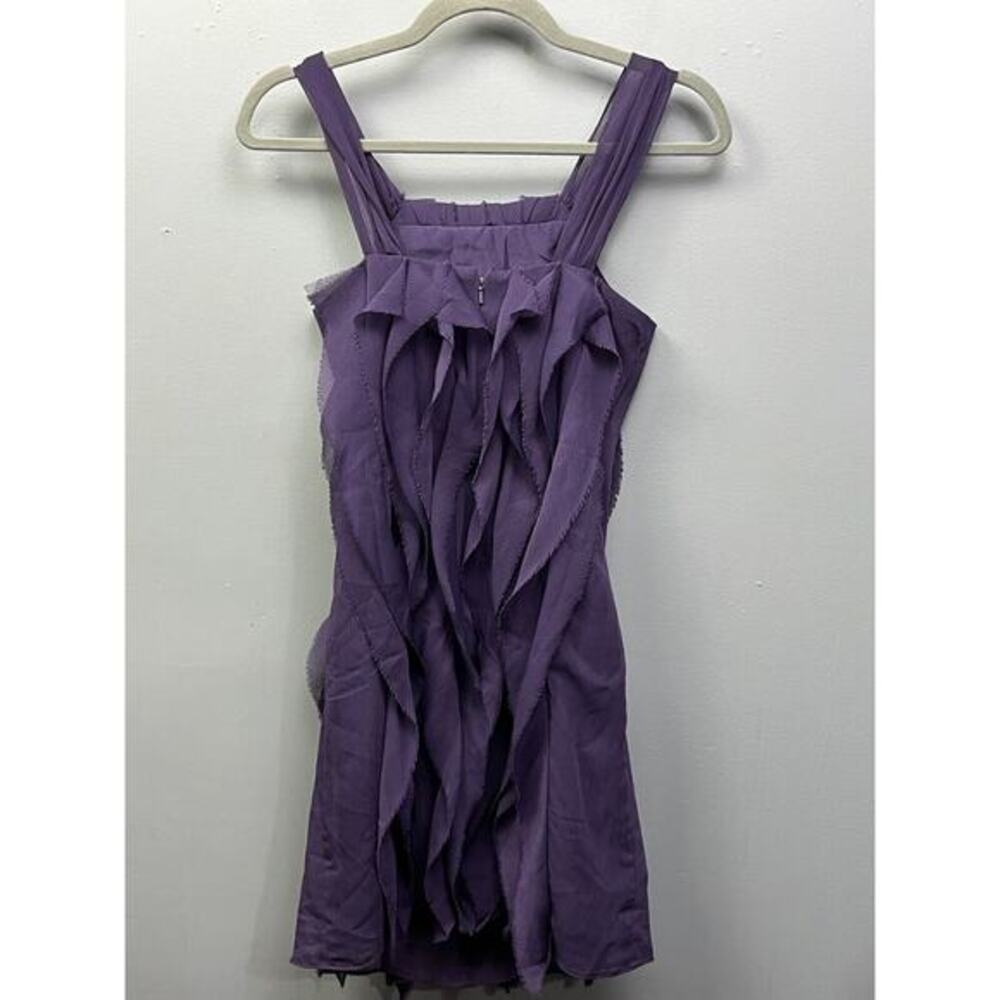 White by Vera Wang Dress Womens Size 2 Purple Cocktail Sleeveless Ruffle‎ front